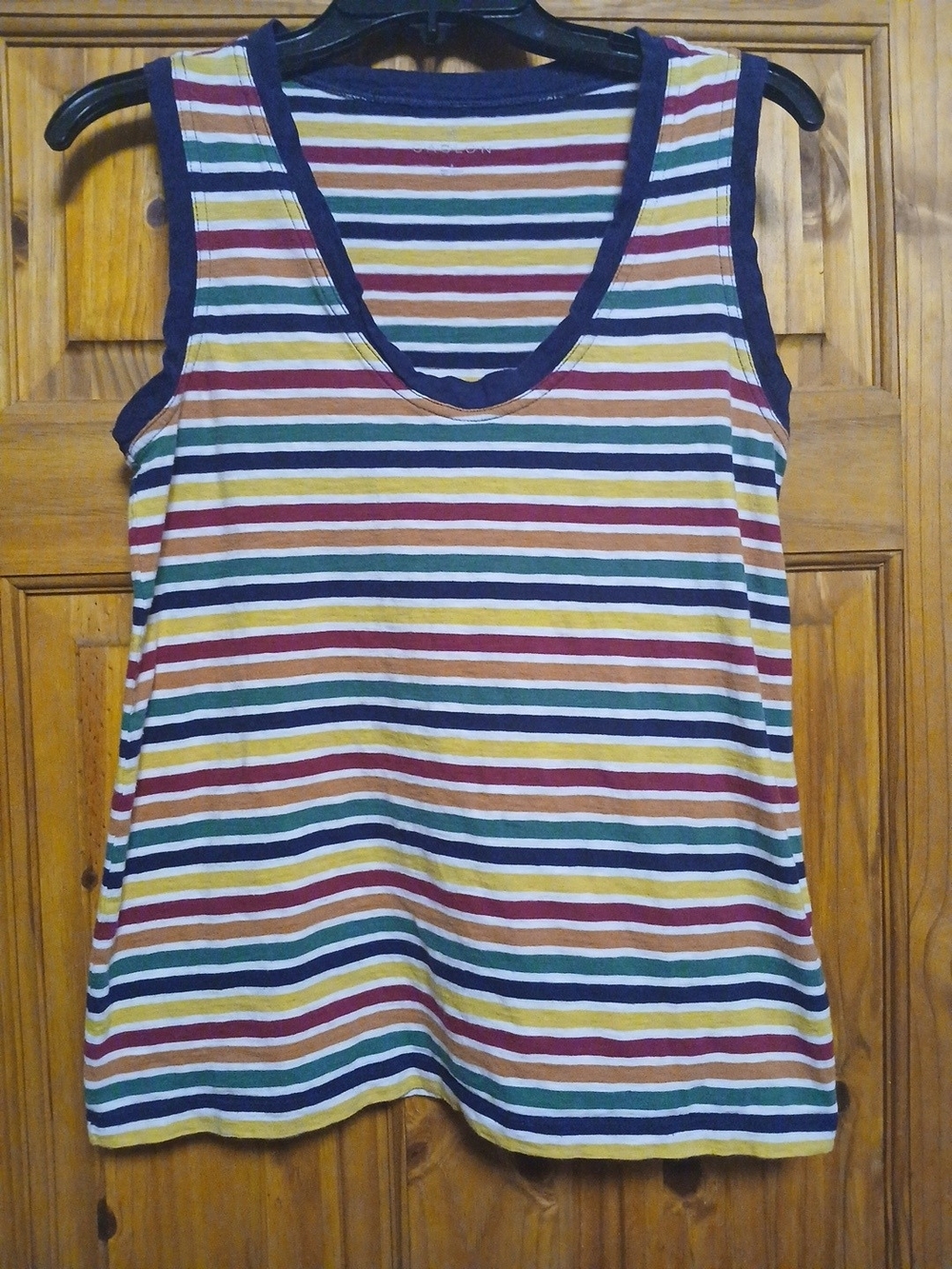 Caslon Rainbow Colored Multicolored Striped V-Neck Tank Top